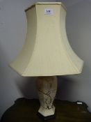 Pottery Table Lamp with Cherry Blossom and Shade