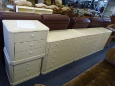 Five Piece Light Cream Bedroom Suite; Two Three Dr