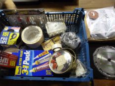 Box of Adhesive Tape, Fittings and Circular Saw Bl