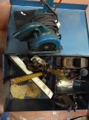 Toolbox and Assorted Tools Including Circular Saw