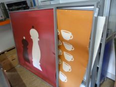 Five Metal Framed Cafe Posters 121x121cm