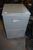 Two Drawer Grey Metal Filing Cabinet