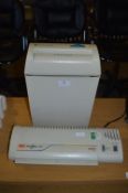 Rexel Paper Shredder and a GBC Docuseal 125 Lamina