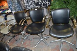 Three Black Leatherette & Chrome Rise & Fall Swiv