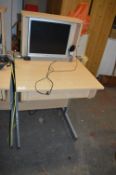 *Light Beech Effect Computer Desk with PC, Keyboard
