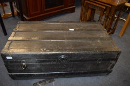 Wood Metal Bound Travel Trunk