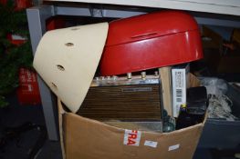 Large Box Containing Books, Binoculars, Radio, Tab