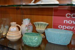 Five Pottery Vases Including Sylvac and Bretby