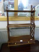 Mahogany Wall Mounted Three Teir Shelf with Drawer