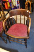 Edwardian Oak Stickback Armchair