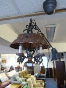 Copper & Wrought Iron Effect Four Branch Ceiling L