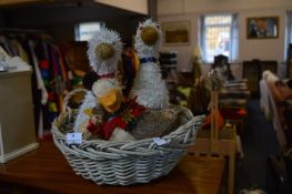 Cane Basket and Geese Christmas Decorations