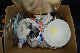 Box of Assorted Pottery Dinnerware, Ornaments, Sha