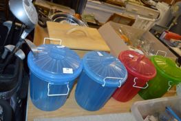 Four Lidded Plastic Waste Bins