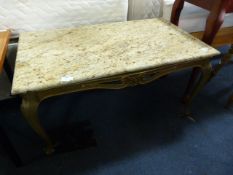 Polished Stone Brass Based Coffee Table