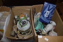 Two Boxes of Pottery and Glassware Including Decor
