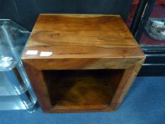 Malaysian Teak Wood Cube Side Table