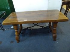 Walnut Effect Coffee Table with Wrought Metal Base