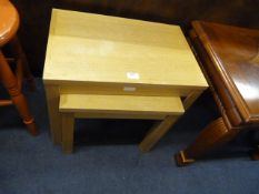 Light Oak Nest of Two Tables