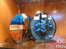 Two Decorative Glass Round Vases