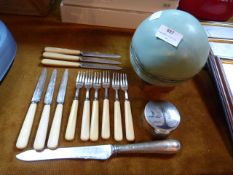 Ornamental Pottery Egg and Silver Plated Ware