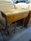 Small Oak Barley Twist Drop Leaf Dining Table