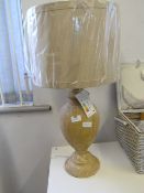 Solid Oak Bulbous Table Lamps and Shade