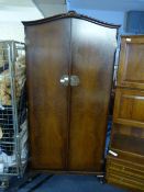 Walnut Two Door Wardrobe with Brass Fittings