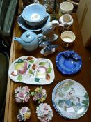 Table Lot of Pottery Including Decorative Plates,