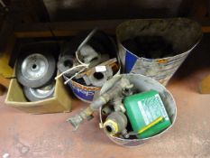 *Three Buckets and a Box Containing Assorted Heavy