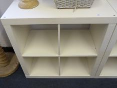 White Laminate Four Cube Six Shelf Unit
