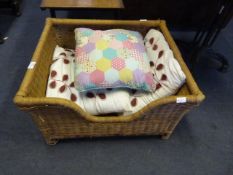 Cane Pet Basket with Loose Cushions