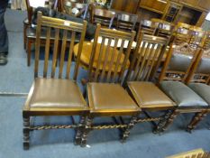 Set of Three Oak Barley Twist Dining Chairs