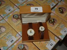 Two Pairs of Ladies & Gents Matching Wristwatches