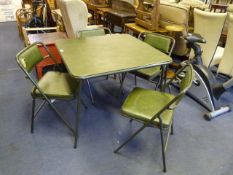 Green Tubular Metal Folding Garden Table with Four