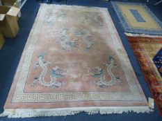 Pink Chinese Dragon Patterned Rug 115