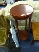 Mahogany Plant Stand and Painted Firescreen