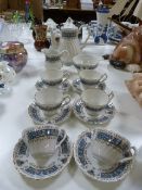 Myott Blue & Gilt Patterned Fifteen Piece Tea Set