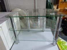 Glass & Chrome Three Tier TV Stand