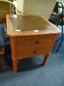 Pink Painted Side Cabinet with Two Drawers