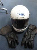 Shoei RF200 Crash Helmet and Leather Bike Gloves