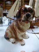 Large Pottery Dog Figurine