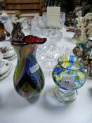 Decorative Coloured Glass Vases and Two Glass Frui