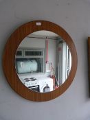 Circular Teak Effect Wall Mirror