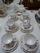 Crown Royal Pink Rose Patterned Tea Ware (21 Piece