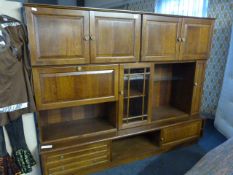 Large Oak Wall Unit with Cupboard Over