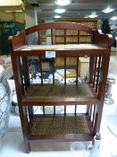 Small Walnut Wicker Shelf Unit