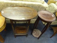 Oak Oval Topped Barley Twist Occasional Table and