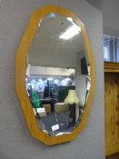 Teak Framed Lozenge Bevelled Edge Wall Mirror