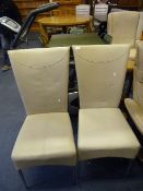 Pair of Cream Leatherette Dining Chairs